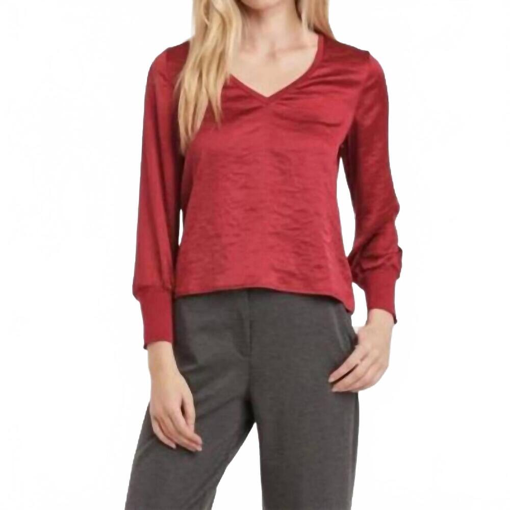 NEW ANOTHER LOVE aya long sleeve v-neck top in granada